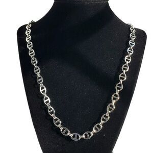 30" Mens 14K White Gold Mariner Chain Link Necklace 14 Karat Silver Jewelry 30